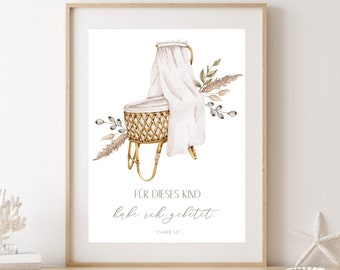 Póster infantil cristiano con versículo de la Biblia | 1 Samuel 1:27 | estilo bohemio