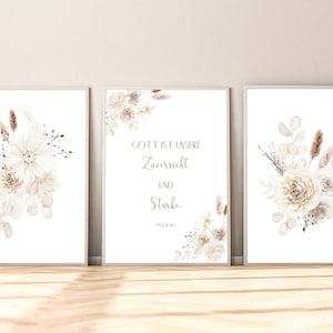 Christliches Poster im Set | Psalm 46,2 | Blumen