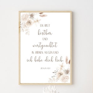 Christian Poster with Bible Verse | Isaiah 43:4 | Flower