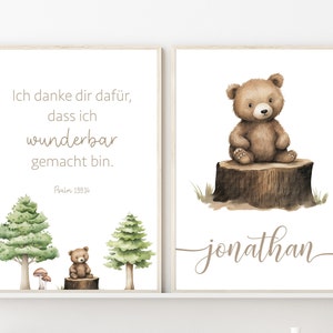 Christliches Kinderposter im Set | Psalm 139,14 | Bär