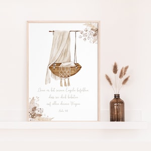Christliches Kinderposter mit Bibelvers | Psalm 91,11 | Boho Stil