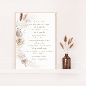 Poster mit christlichem Spruch | Gott ist ... | Blumen