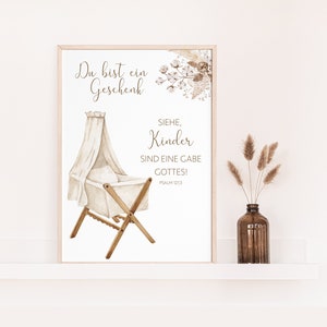 Kinderposter mit Bibelvers | Psalm 127,3 | Bohostil