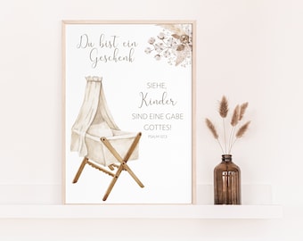 Póster infantil con versículo de la Biblia | Salmo 127:3 | estilo bohemio
