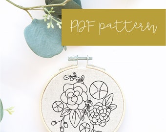 Floral Embroidery / PDF Pattern / Digital Hand Embroidery / DIY Embroidery