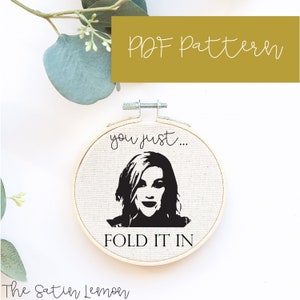 Schitts Creek Embroidery PDF / You Just Fold It In / Embroidery Patterns / DIY Embroidery / DIY Bag Stick / Hat Stick / Cloth Stick