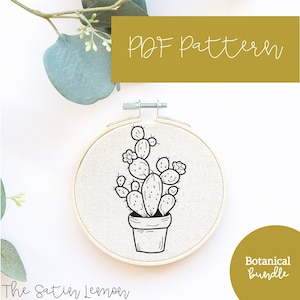 Cactus Embroidery PDF / Pdf Embroidery / Botanical Plants / Embroidery Patterns / DIY Embroidery / DIY Bag Stick / Hat Stick / Cloth Stick