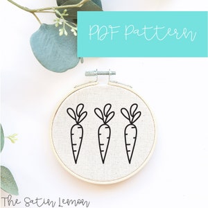 Carrots Embroidery PDF / Spring Embroidery / Embroidery Pattern / PDF Digital Download / Flower Embroidery /Happy Easter DIY