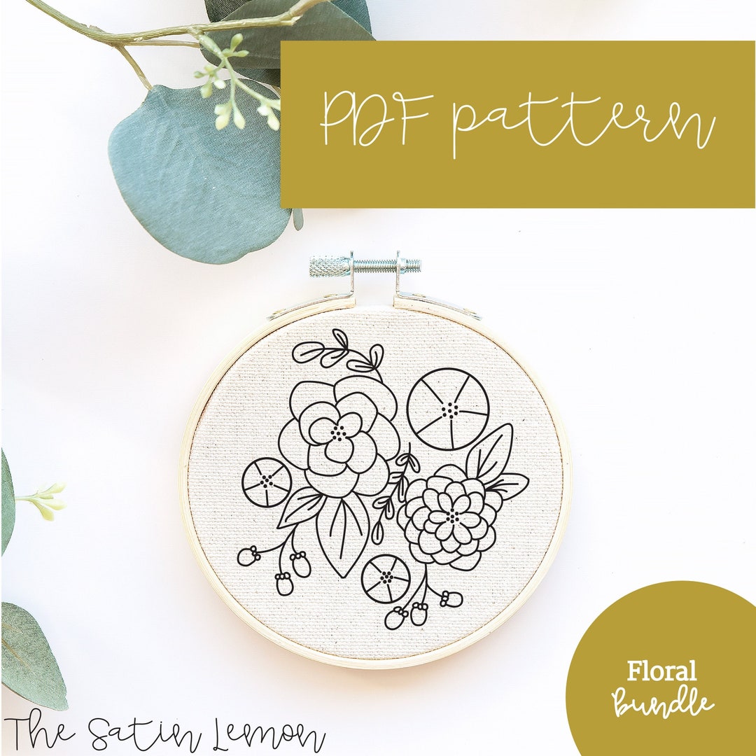 Floral Embroidery Bundle / PDF Pattern / Digital Hand Embroidery / DIY ...