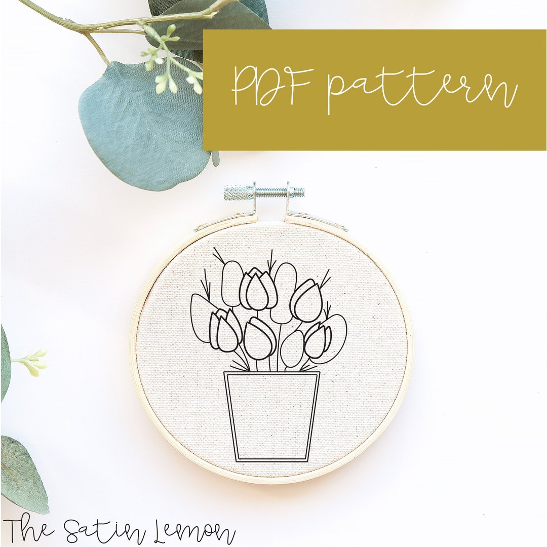 Tulip Embroidery / PDF Pattern / Digital Hand Embroidery / DIY ...