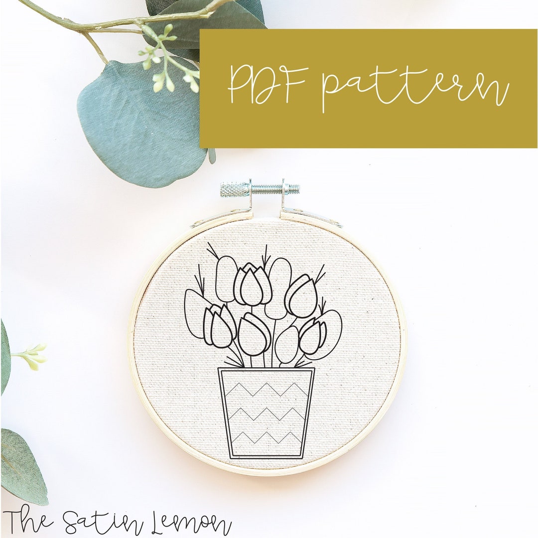Tulip Embroidery / PDF Pattern / Digital Hand Embroidery / DIY ...