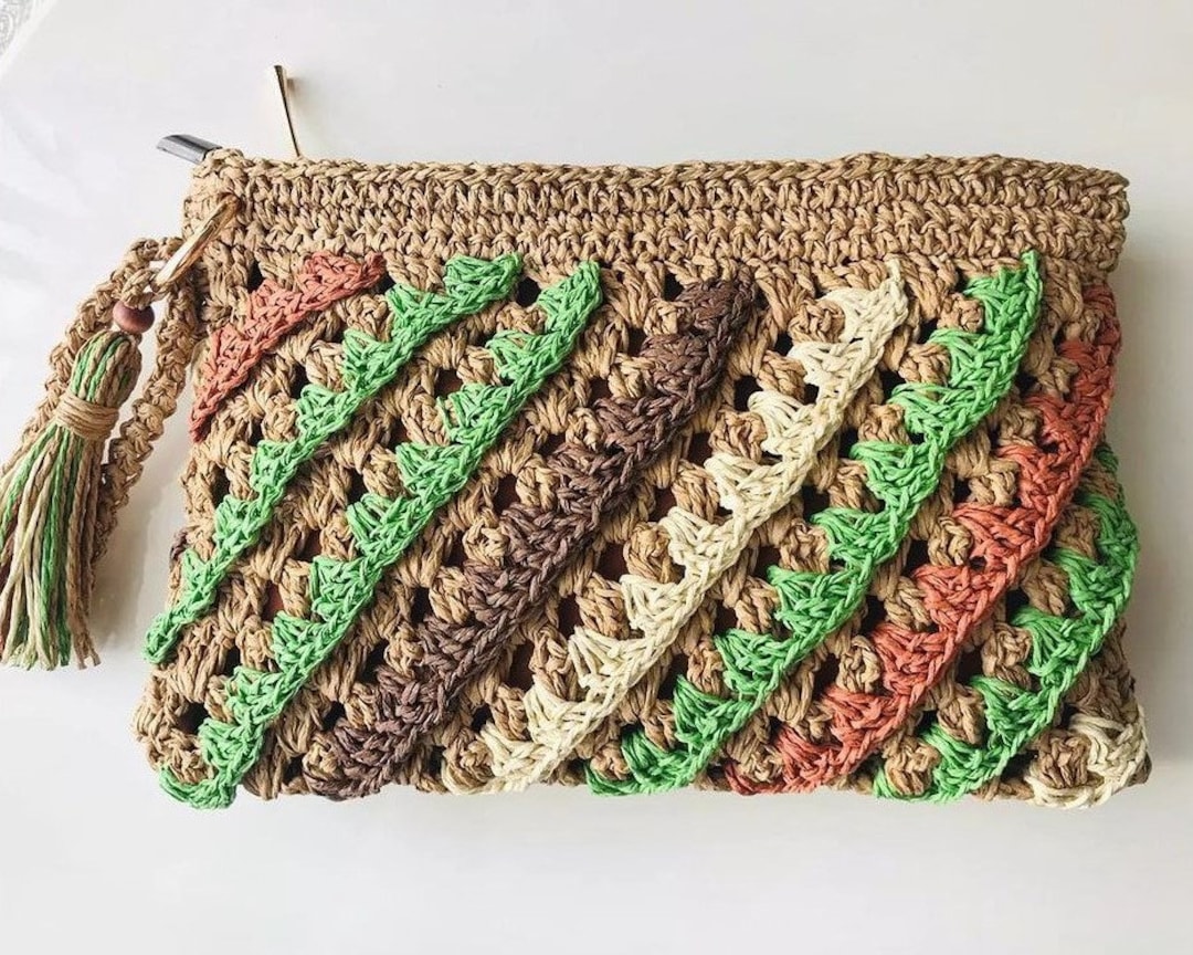 Clutch Bag, Paper Yarn Clutch, Clutch Purse, Handmade Clutch, Mothers Day, Crochet Bag, Shoulder