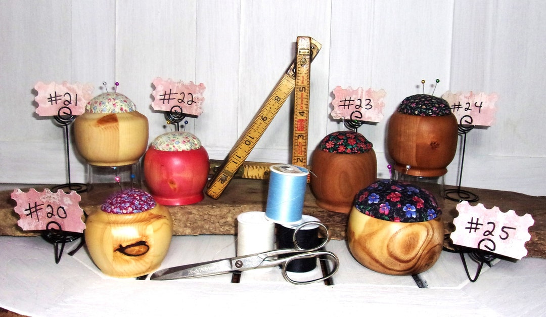 Hand Turned Wood Pin Cushions Etsy