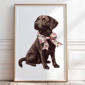 Chocolate Labrador Retriever print, Puppy wall art, Chocolate Lab illustration, Dog nursery print,Neutral Room Wall Art, Nursery decor,P#366