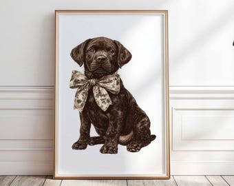 Chocolate Labrador Retriever print, Puppy wall art, Chocolate Lab illustration, Dog nursery print,Neutral Room Wall Art, Nursery decor,P#365