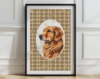 Golden Retriever Puppy Print: Farmhouse Nursery Dog Portrait (Digital Download)