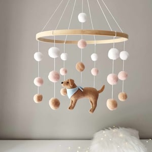 Dog baby mobile, Labrador mobile nursery, Golden retriever mobile, Baby mobile boy, Puppy cot mobile, Labrador Nursery Decor, Baby gift image 9