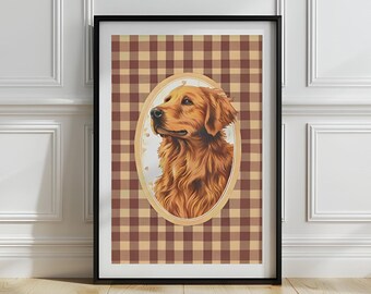 Golden Retriever Nursery Print: Farmhouse Dog Portrait (Digital Download