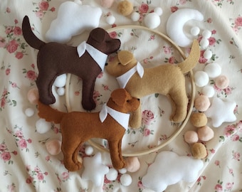 CUSTOM dog baby mobile, Labrador crib mobile, Golden Retriever mobile nursery, Retriever nursery decor, Labrador dog baby shower gift, P0385