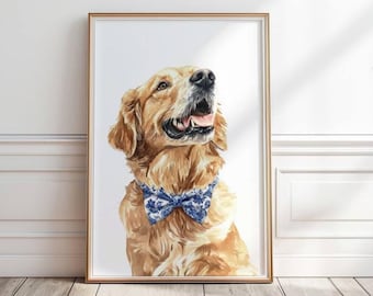 Golden Retriever print, Dog portrait wall art, Golden Retriever nursery print, Kids Room Wall Art, Dog bedroom wall decor, Dog lover, P403