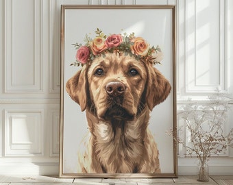 Golden Retriever Print, Puppy wall art, Dog nursery wall art, Kid room decor, Puppy nursery decor, Labrador print, Digital DOWNLOAD