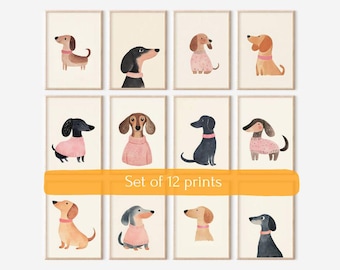Dachshund Nursery Wall Art: Dog Digital Prints SET for Kids Room (Digital Download)