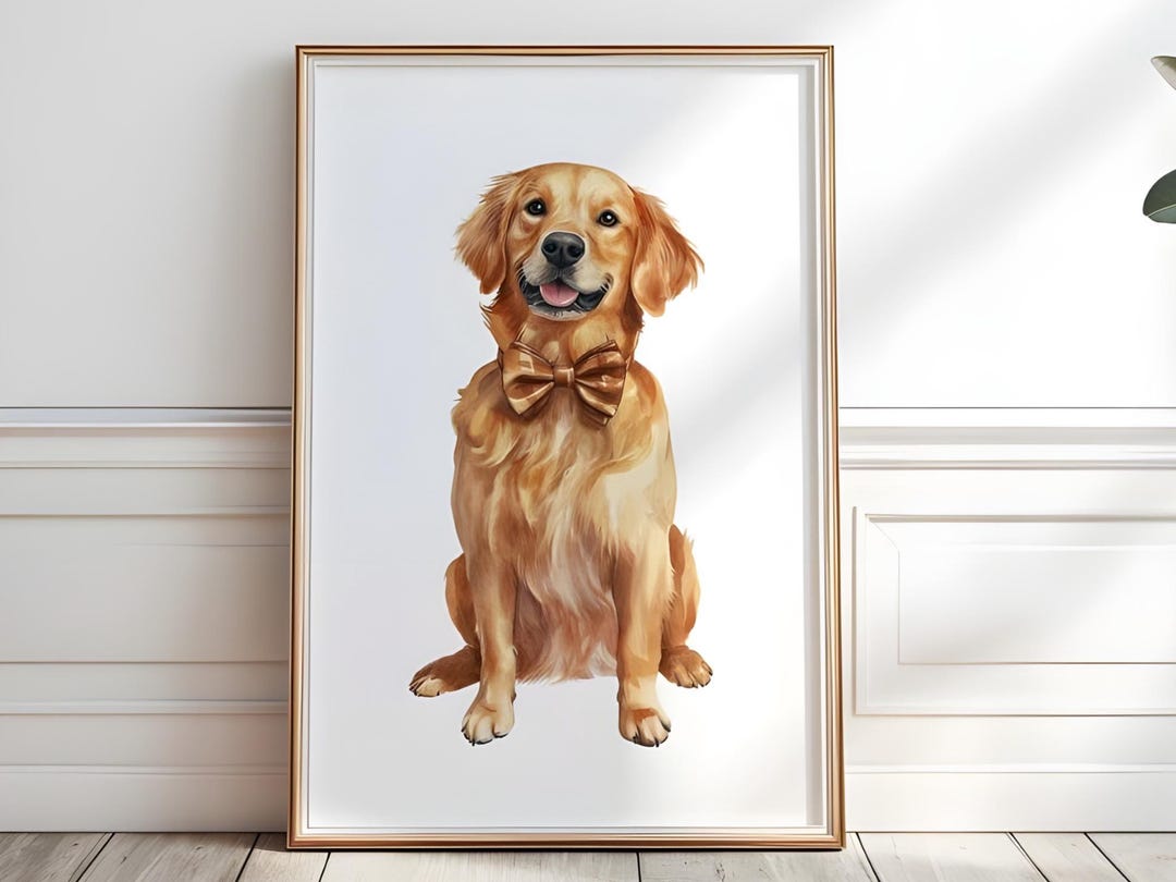Golden Retriever Portrait Art Print, Watercolor Retriever Wall Art ...