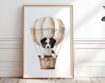 Border Collie Kinderzimmer Druck: Welpe Hund Neutral Wand Kunst (Digitaler Download)