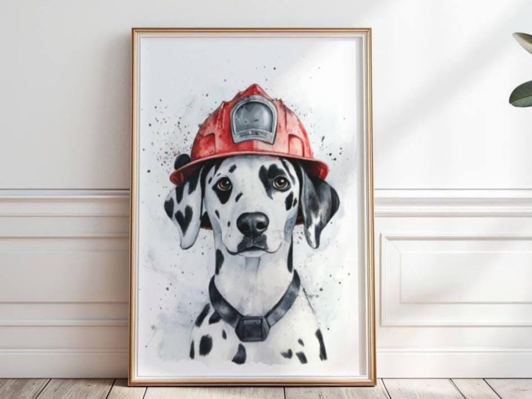 Dalmatian Art Print, Firefighter Print, Boy Room Decor  display picture 2
