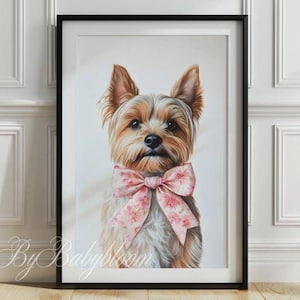 Art mural du Yorkshire Terrier, décoration de chambre d&#39;enfant du Yorkshire Terrier, portrait de chien élégant, impression de chien pour chambre d&#39;enfant, art imprimable portrait d&#39;animal de compagnie, P650