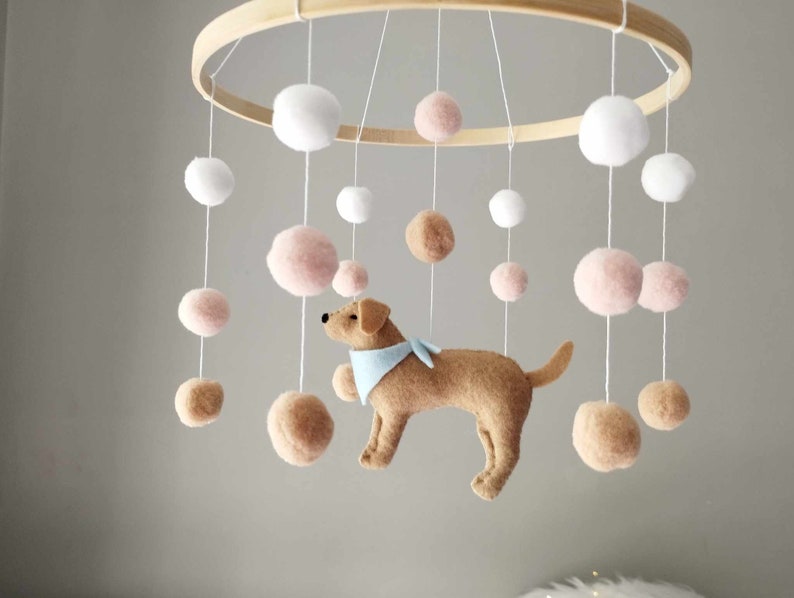 Dog baby mobile, Labrador mobile nursery, Golden retriever mobile, Baby mobile boy, Puppy cot mobile, Labrador Nursery Decor, Baby gift image 6