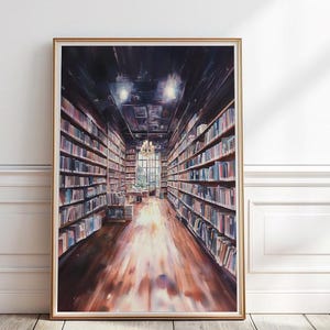 Bookstore Watercolor Painting, Library Art Print, Reading Nook Decor, Book Lover Wall Art,  Books poster, Bookish Art Print, Printable,P#149
