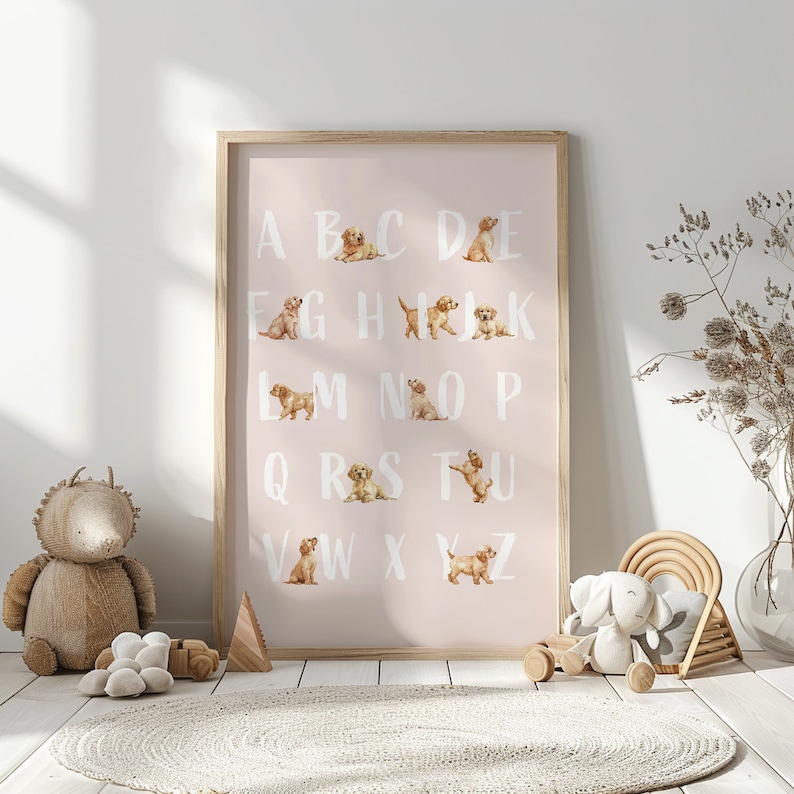 Labrador Alphabet Print, Golden Retriever ABC Print, Dog Alphabet ...