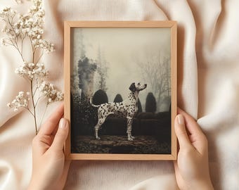 ダルメシアンの肖像画、ヴィンテージのダルメシアンの絵画、犬の肖像画