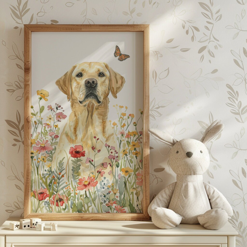 Labrador Retriever Print, Dog Nursery Wall Art, Yellow Labrador Print ...