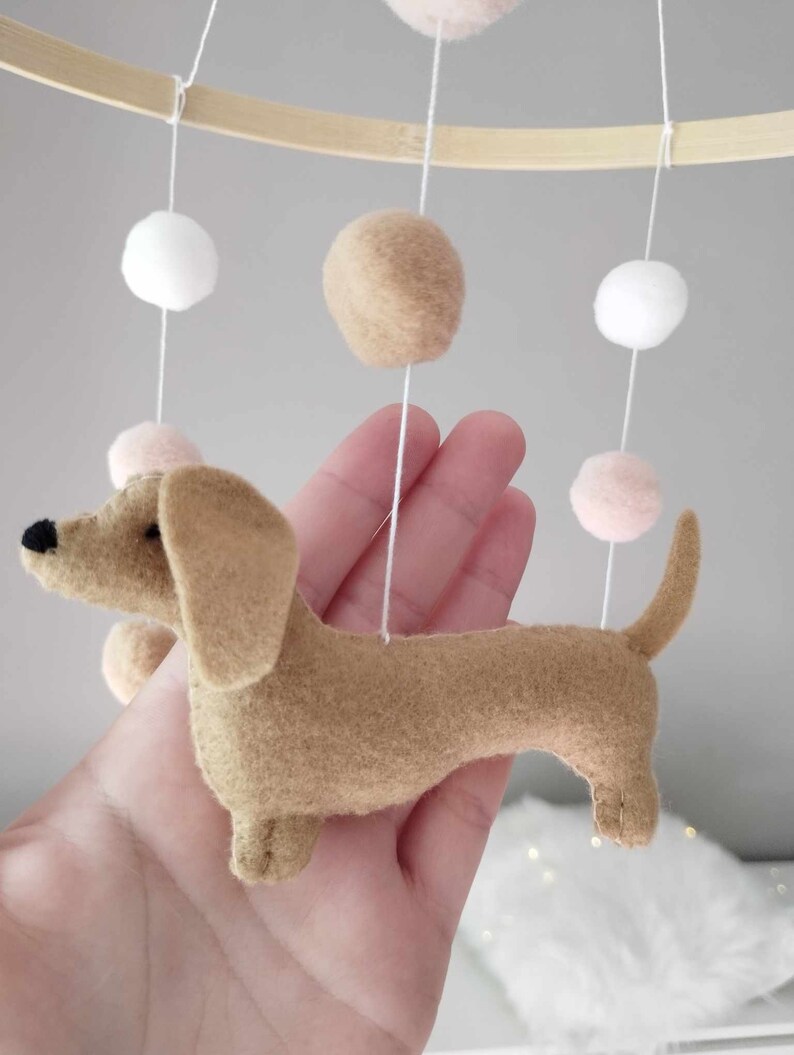 Dachshund baby mobile, Dog mobile nursery,Dachshund cot mobile, Gender Neutral mobile, Puppy cot mobile, Dachshund Nursery Decor, Baby gift image 4