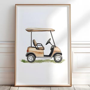 Golf cart nursery print, Boys nursery art Golf, Golf Cart kids room wall art, Printable Golf nursery Art, Golf theme wall decor, P553
