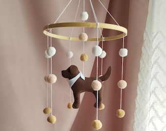 Baby mobiel hond, mobiele labrador babykamer, Golden retriever mobiel, mobiel mobiel babybedje neutraal, chocolade labrador kinderkamer decor, babycadeau, 138