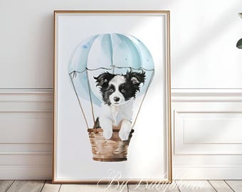 Border Collie-barnrumstryck: Valpväggkonst för pojkrum (digital nedladdning)