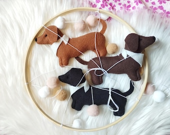 Dachshund mobile, Dachshund baby, Dog mobile nursery, Wiener mobile, Dachshund Nursery Decor, Dachshund Baby Shower Gift, Sausage dog, P09