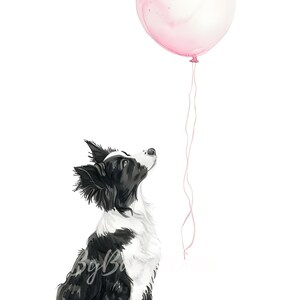 Arte de pared de Border Collie, impresión de guardería de perro, decoración de guardería de cachorro, impresión de Border Collie, arte de pared para habitación de niña, arte de guardería lindo, imprimible imagen 4
