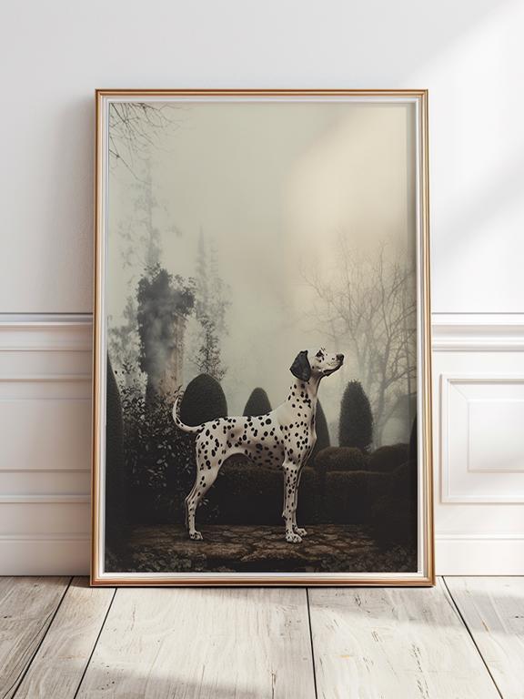 ダルメシアンの肖像画、ヴィンテージのダルメシアンの絵画、犬の肖像画