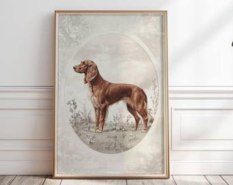Vintage Irish Setter Portrait Print: Antique Dog Painting (Digital Download)