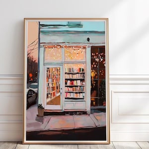 Bookshop Wall Art, Cozy Bookish Art, Reading Nook Print, Book Store Printable, Bookshop illustration, Aesthetic Bookstore Artwork, P#85