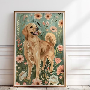 Impression Golden Retriever, art mural Retriever, art chien imprimable, décoration de chambre bébé fille, décoration chambre d&#39;enfant chiot, impression numérique, téléchargement, P #34