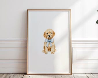 Golden Retriever print, Puppy wall art, Dog nursery print, Boy Room Wall Art ,Puppy nursery decor,  Boy nursery decor, Digital Print, P#60