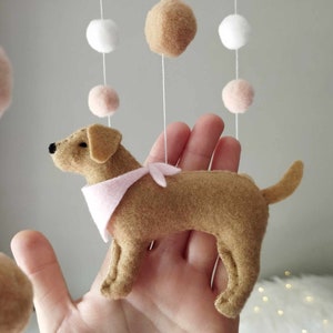 Dog baby mobile, Labrador mobile nursery, Golden retriever mobile, Baby mobile girl, Puppy cot mobile, Labrador Nursery Decor, Baby gift image 7