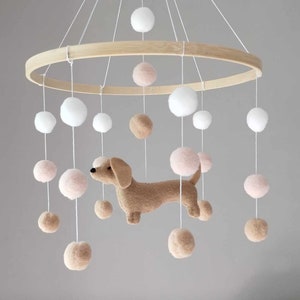 Dachshund baby mobile, Dog mobile nursery,Dachshund cot mobile, Gender Neutral mobile, Puppy cot mobile, Dachshund Nursery Decor, Baby gift image 5