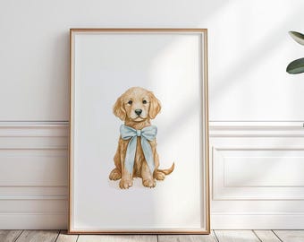 Golden Retriever print, Puppy wall art, Dog nursery print, Boy Room Wall Art ,Puppy nursery decor,  Boy nursery decor, Digital Print, P#101