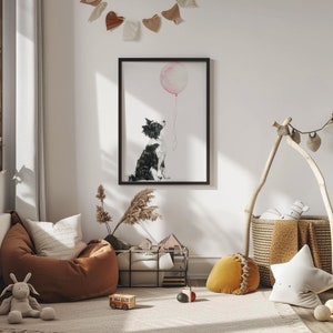 Arte de pared de Border Collie, impresión de guardería de perro, decoración de guardería de cachorro, impresión de Border Collie, arte de pared para habitación de niña, arte de guardería lindo, imprimible imagen 10